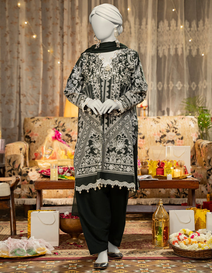 Silk Green Stitched Suit - J. Junaid Jamshed