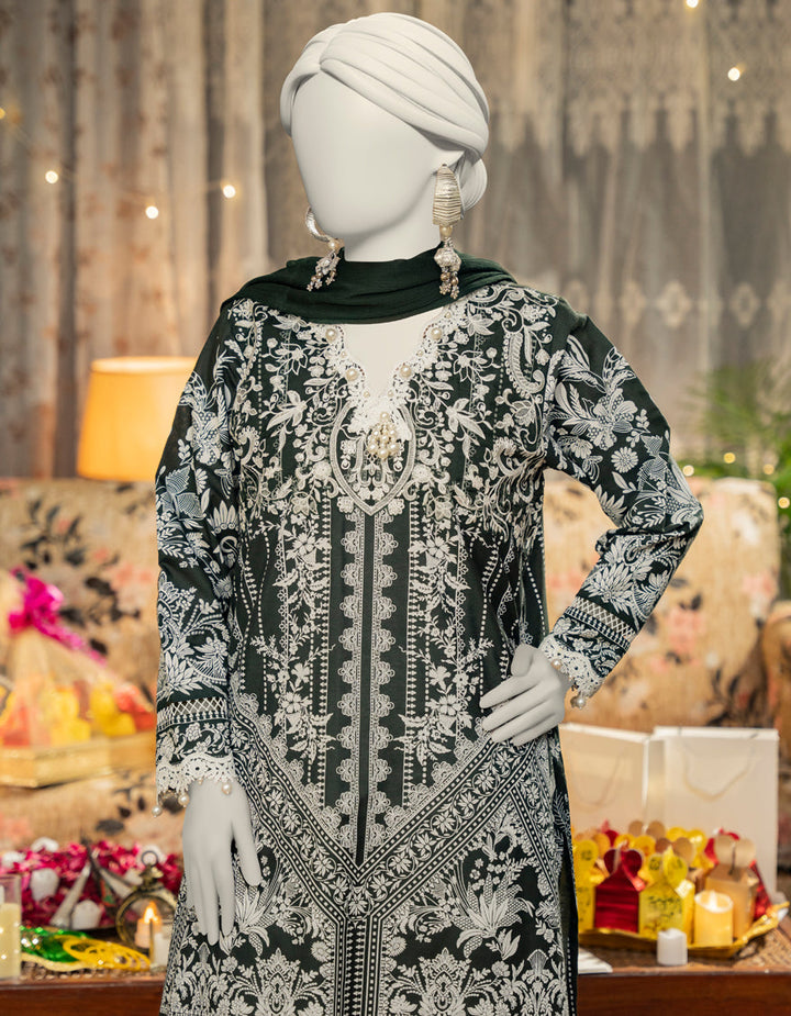 Silk Green Stitched Suit - J. Junaid Jamshed