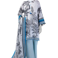 Lawn White Unstitched Suit - J. Junaid Jamshed
