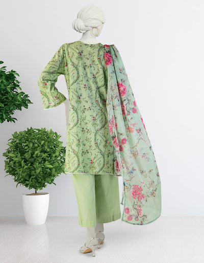 Lawn Green Stitched Suit - J. Junaid Jamshed