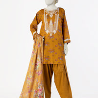 Lawn Mustard Stitched Suit - J. Junaid Jamshed