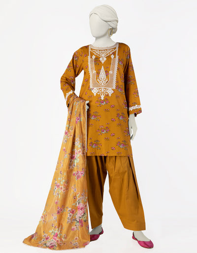 Lawn Mustard Stitched Suit - J. Junaid Jamshed