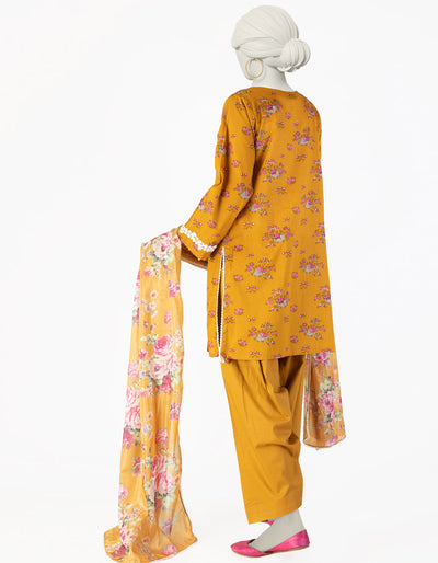 Lawn Mustard Stitched Suit - J. Junaid Jamshed