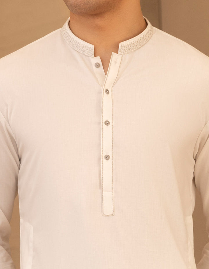 Blended Off White Kurta - J. Junaid Jamshed