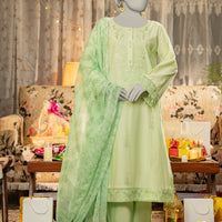 Lawn Green Stitched Suit - J. Junaid Jamshed