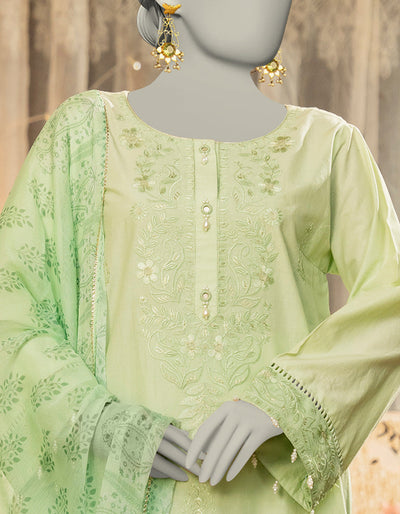 Lawn Green Stitched Suit - J. Junaid Jamshed