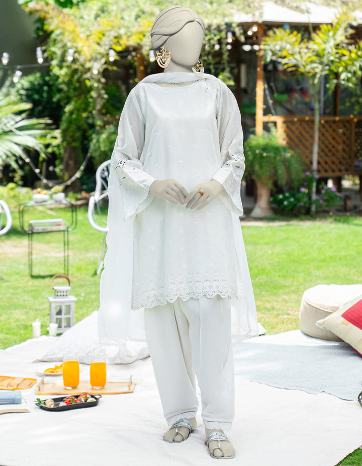 Dyed White Stitched Suit - J. Junaid Jamshed