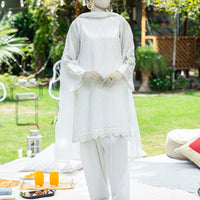 Dyed White Stitched Suit - J. Junaid Jamshed