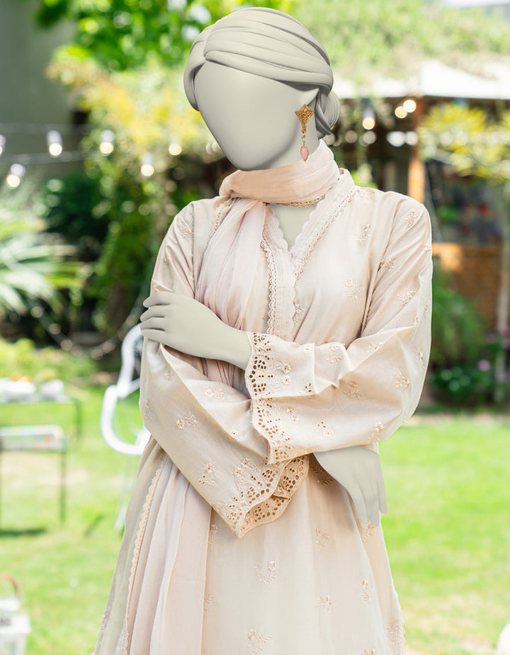 Dyed Beige Stitched Suit - J. Junaid Jamshed