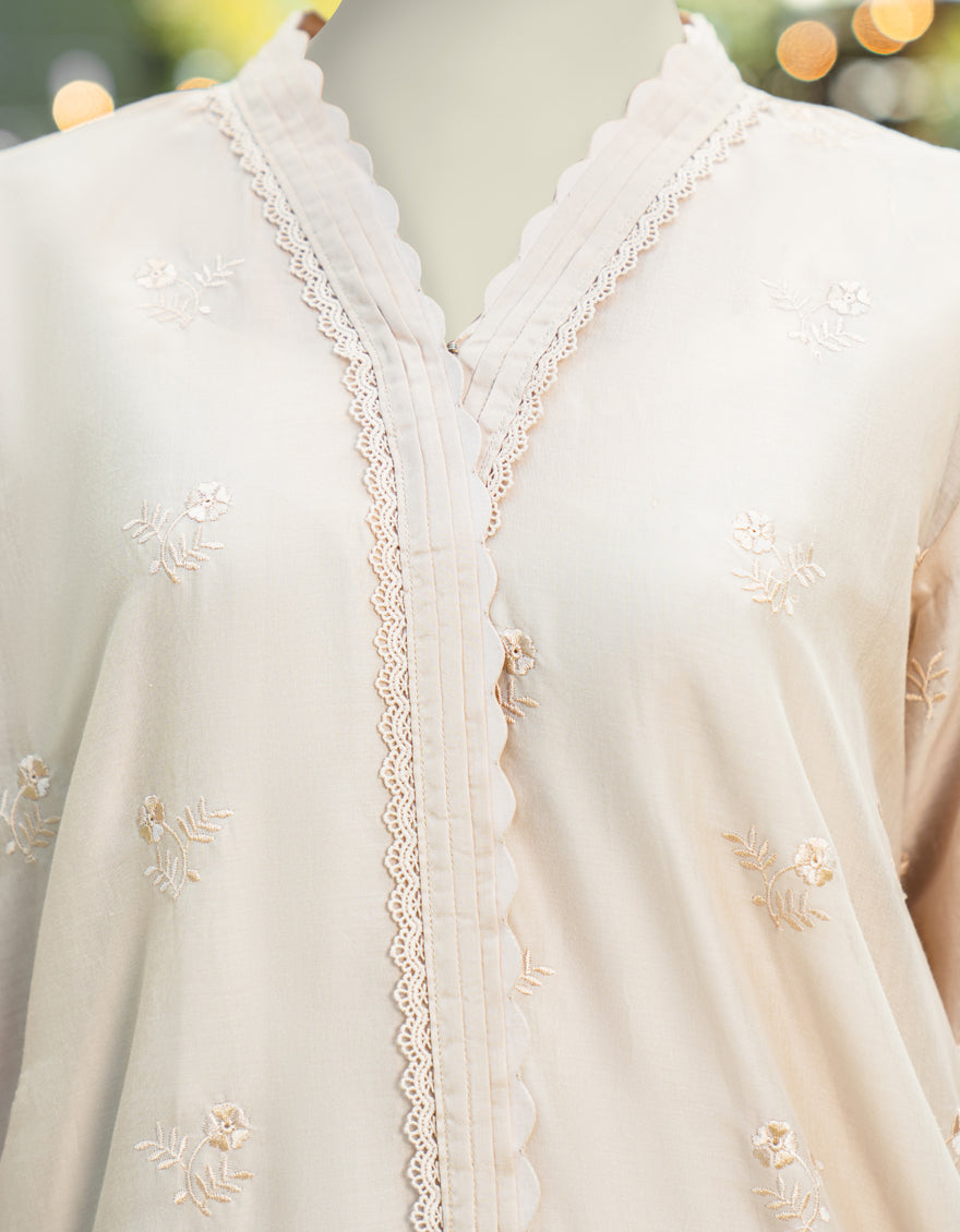 Dyed Beige Stitched Suit - J. Junaid Jamshed