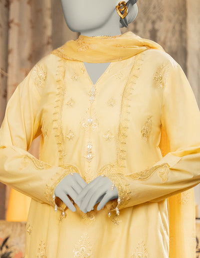 Lawn Yellow Stitched Suit - J. Junaid Jamshed