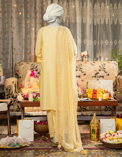 Lawn Yellow Stitched Suit - J. Junaid Jamshed