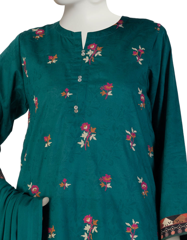 Dobby Green Stitched Suit - J. Junaid Jamshed