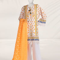 Dobby Orange Unstitched Suit - J. Junaid Jamshed