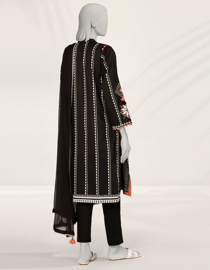Lawn Black Stitched Suit - J. Junaid Jamshed
