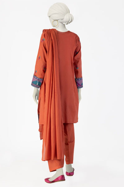 Dobby Orange Stitched Suit - J. Junaid Jamshed