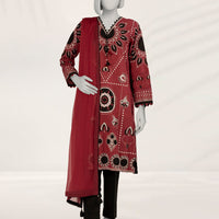 Lawn Red Stitched Suit - J. Junaid Jamshed