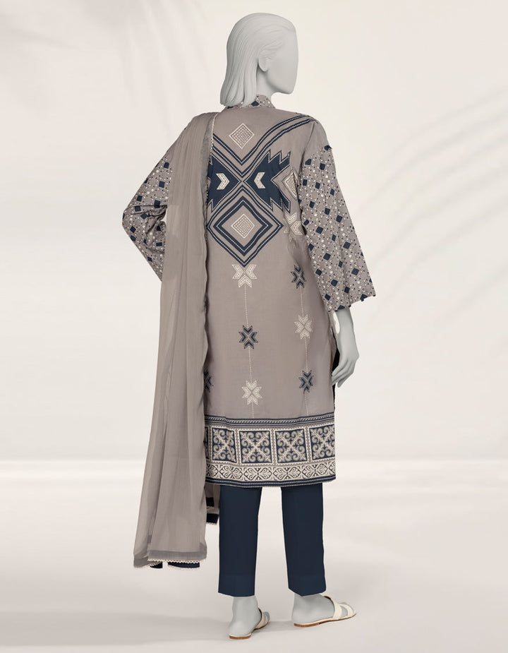 Lawn Grey Stitched Suit - J. Junaid Jamshed