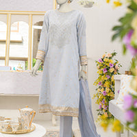 Lawn Blue Stitched Suit - J. Junaid Jamshed