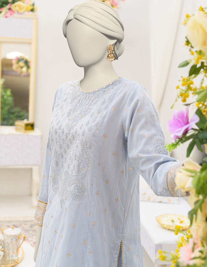 Lawn Blue Stitched Suit - J. Junaid Jamshed