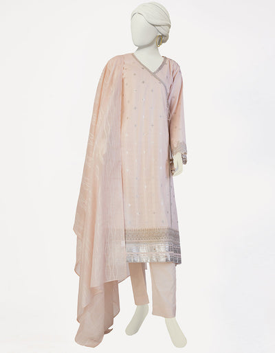 Cotton Silk Peach Stitched Suit - J. Junaid Jamshed