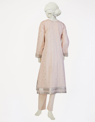 Cotton Silk Peach Stitched Suit - J. Junaid Jamshed