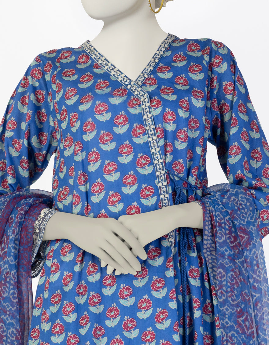 Lawn Blue Stitched Suit - J. Junaid Jamshed
