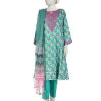 Lawn Green Stitched Suit - J. Junaid Jamshed