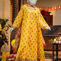 Lawn Yellow Stitched Suit - J. Junaid Jamshed