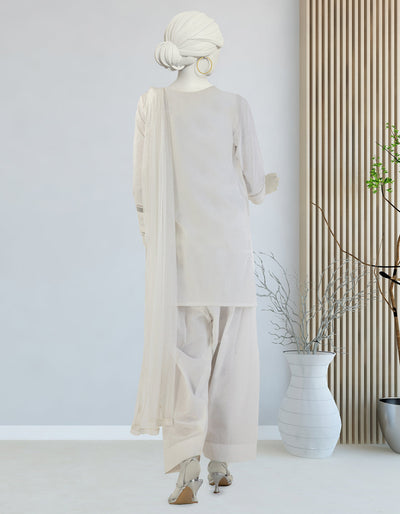 Dobby White Stitched Suit - J. Junaid Jamshed