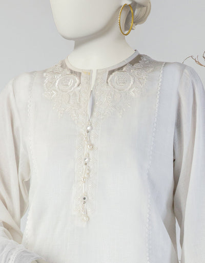 Dobby White Stitched Suit - J. Junaid Jamshed