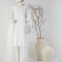 Dobby White Stitched Suit - J. Junaid Jamshed