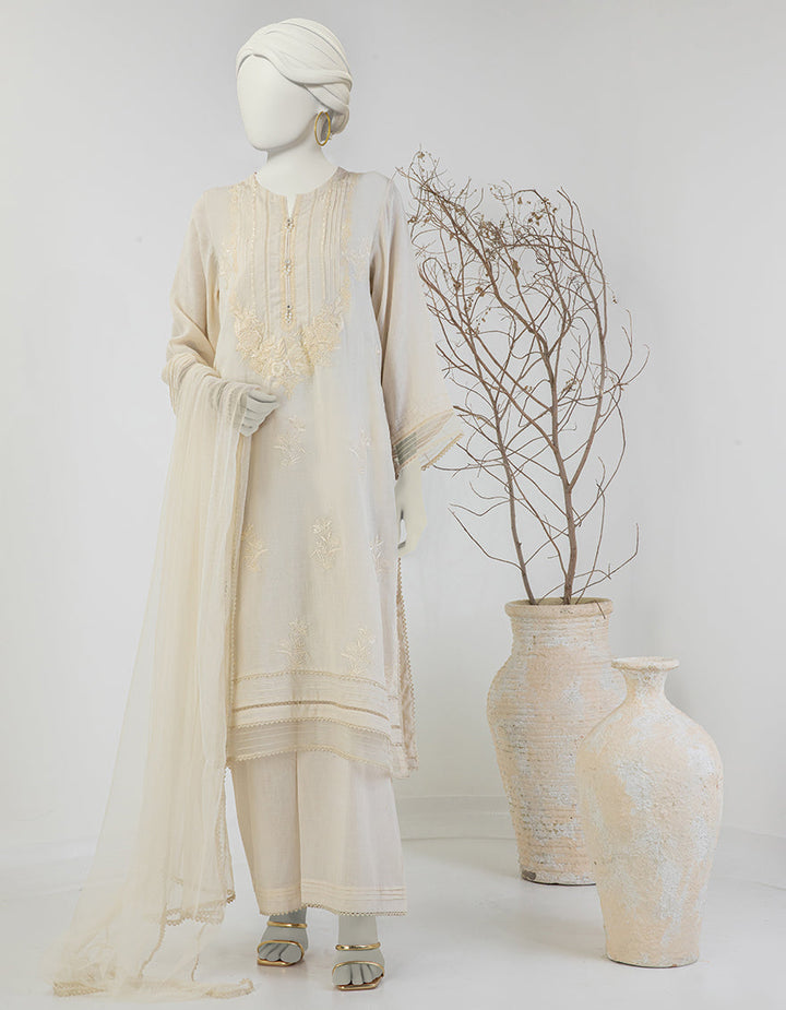 Dobby Brown Stitched Suit - J. Junaid Jamshed