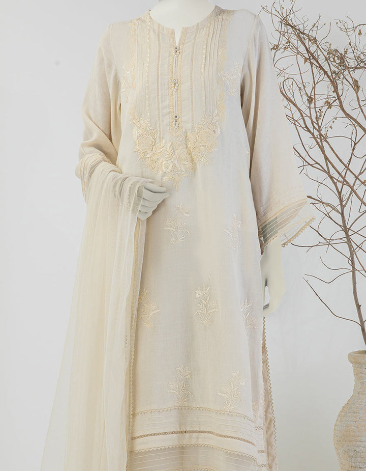 Dobby Brown Stitched Suit - J. Junaid Jamshed