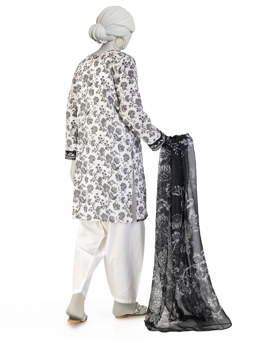 Lawn White Stitched Suit - J. Junaid Jamshed