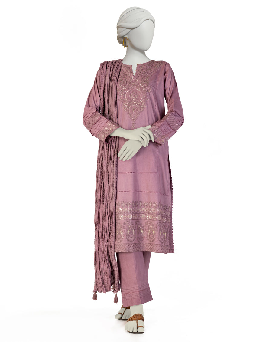 Lawn Purple Stitched Suit - J. Junaid Jamshed