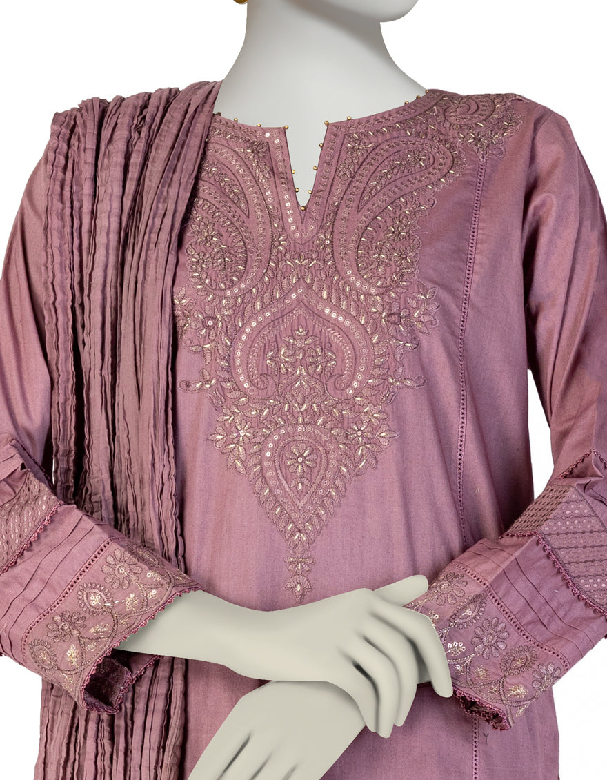 Lawn Purple Stitched Suit - J. Junaid Jamshed