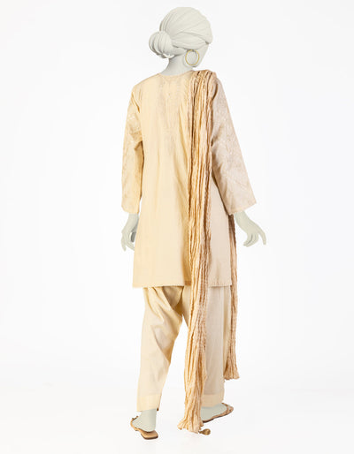 Lawn Brown Stitched Suit - J. Junaid Jamshed