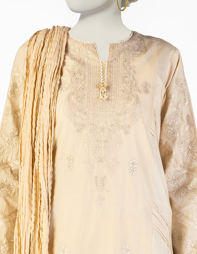 Lawn Brown Stitched Suit - J. Junaid Jamshed