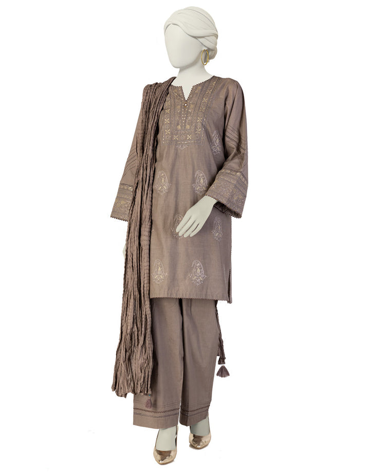 Lawn Grey Stitched Suit - J. Junaid Jamshed