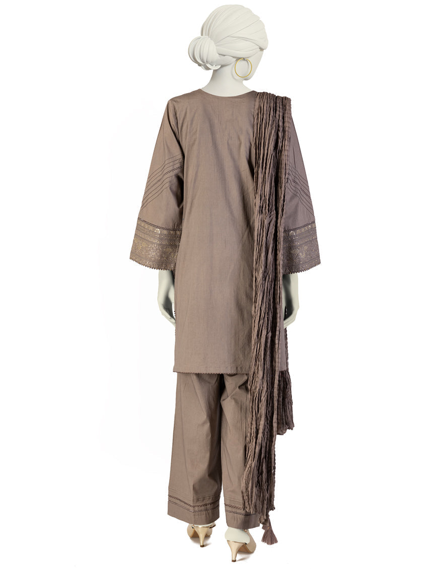 Lawn Grey Stitched Suit - J. Junaid Jamshed