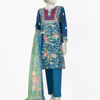 Lawn Blue Stitched Suit - J. Junaid Jamshed