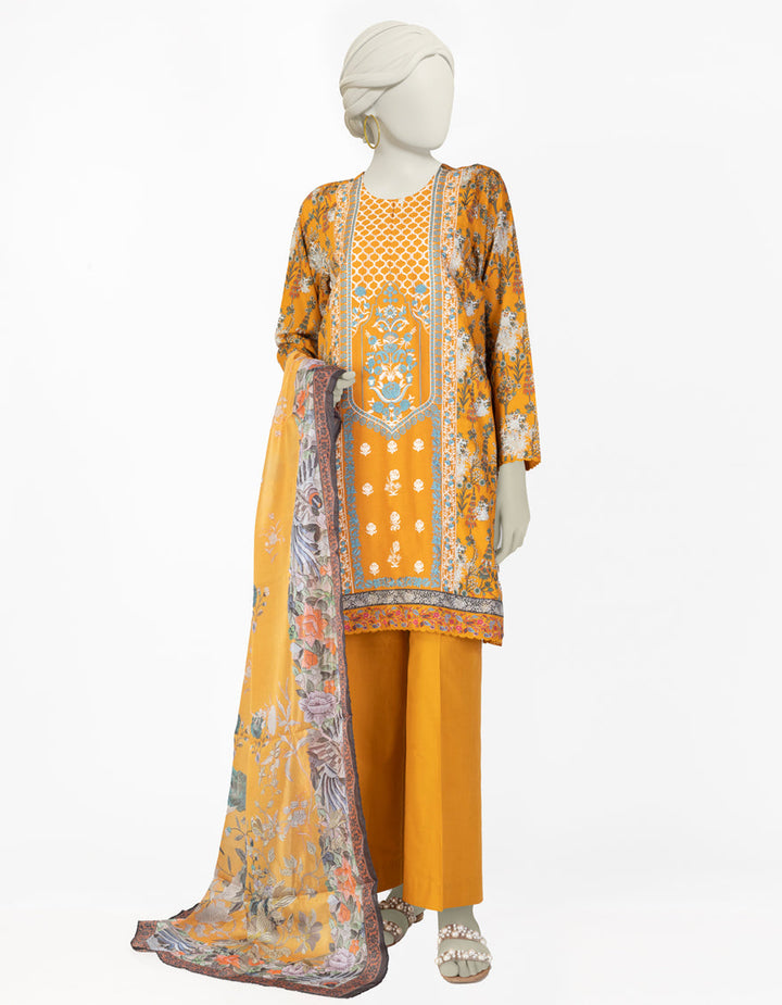 Lawn Yellow Stitched Suit - J. Junaid Jamshed