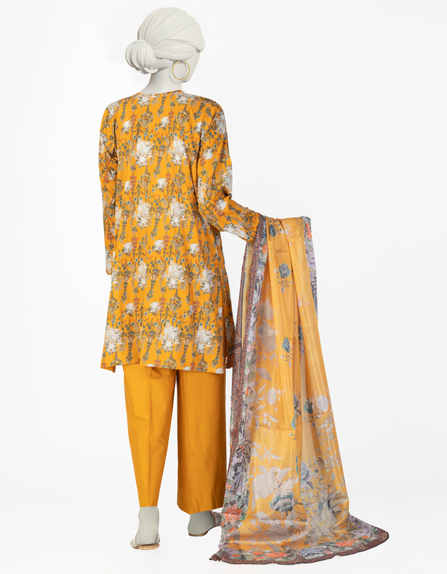 Lawn Yellow Stitched Suit - J. Junaid Jamshed