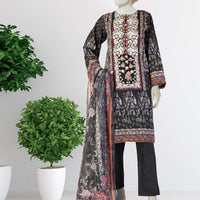 Lawn Black Stitched Suit - J. Junaid Jamshed