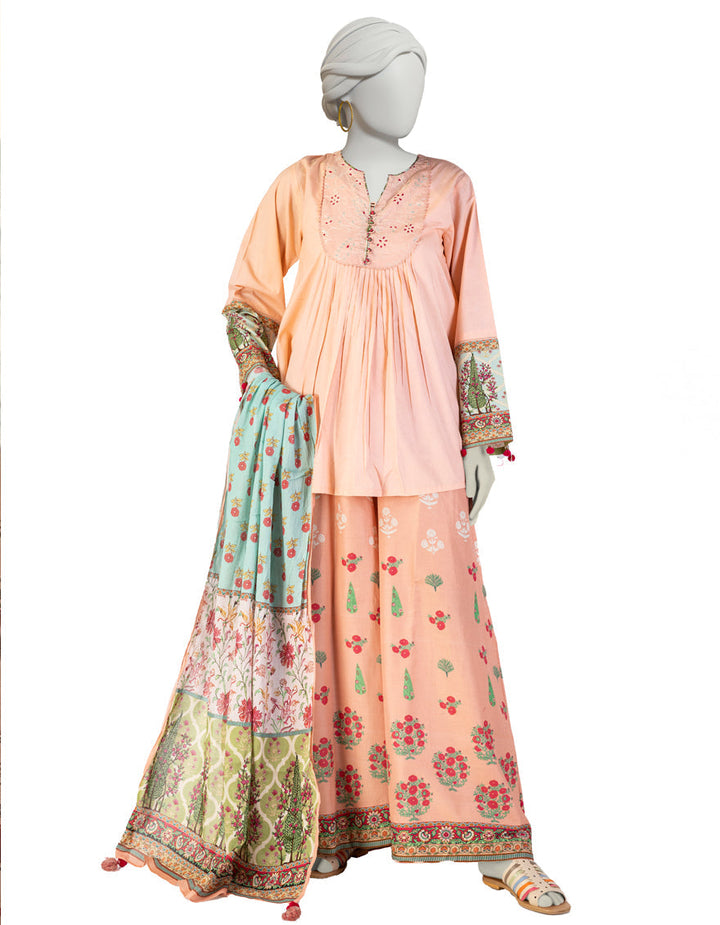 Lawn Orange Stitched Suit - J. Junaid Jamshed