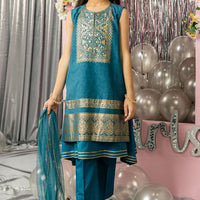 Lawn Blue Stitched Suit - J. Junaid Jamshed