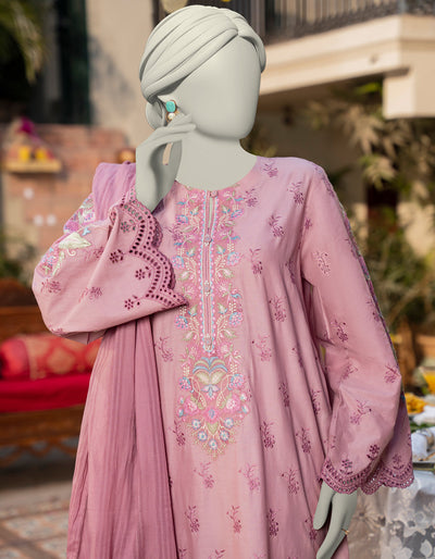 Lawn Pink Stitched Suit - J. Junaid Jamshed