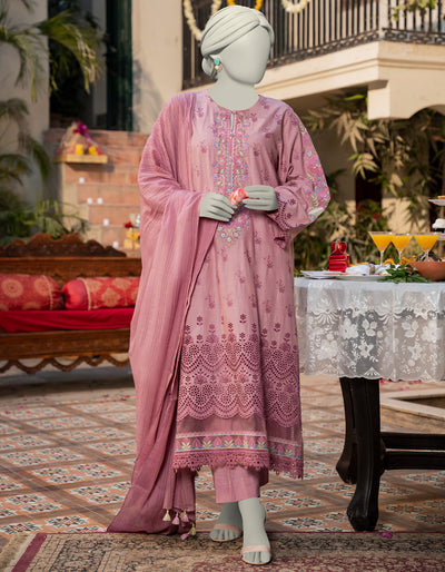 Lawn Pink Stitched Suit - J. Junaid Jamshed