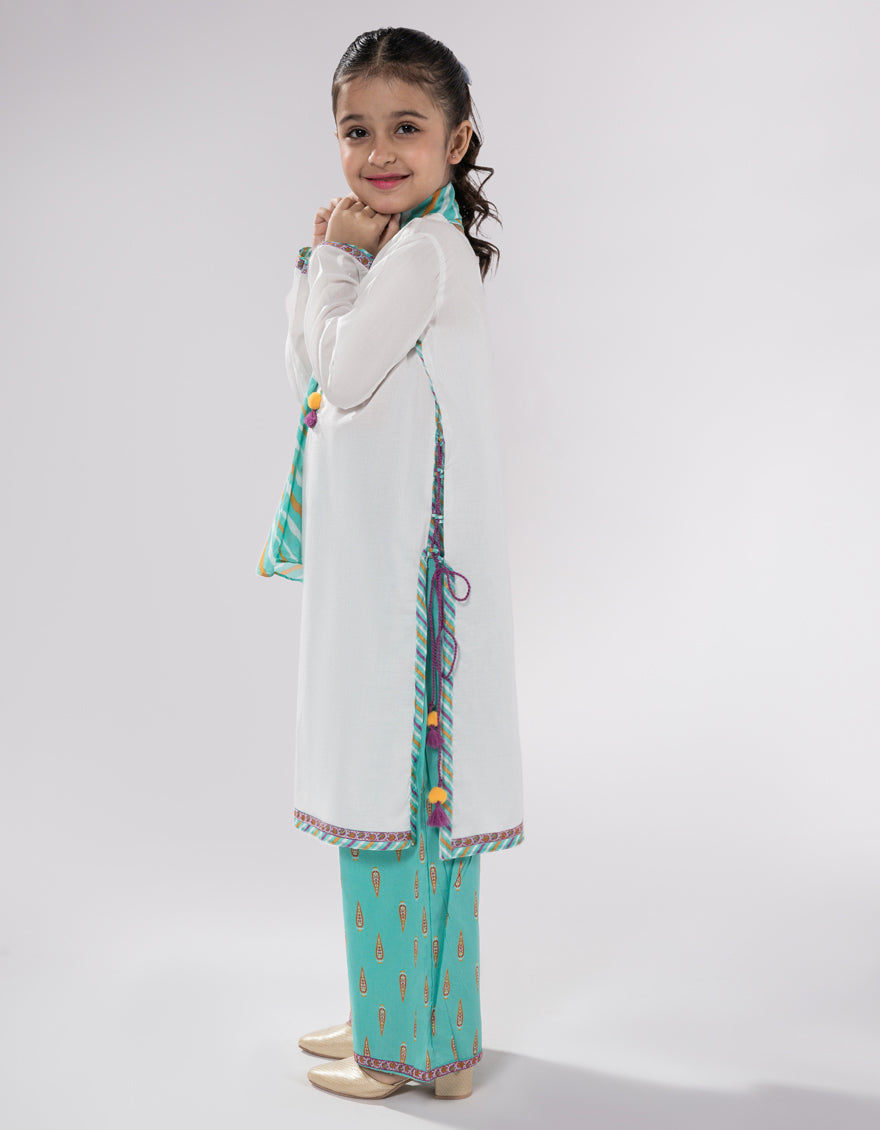 Lawn Cream Stitched Suit - J. Junaid Jamshed
